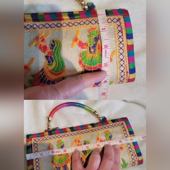 Native American Indian Handmade Multicolor Embroidered Women's Wallet 9.5x4.5 - Picture 4 of 13